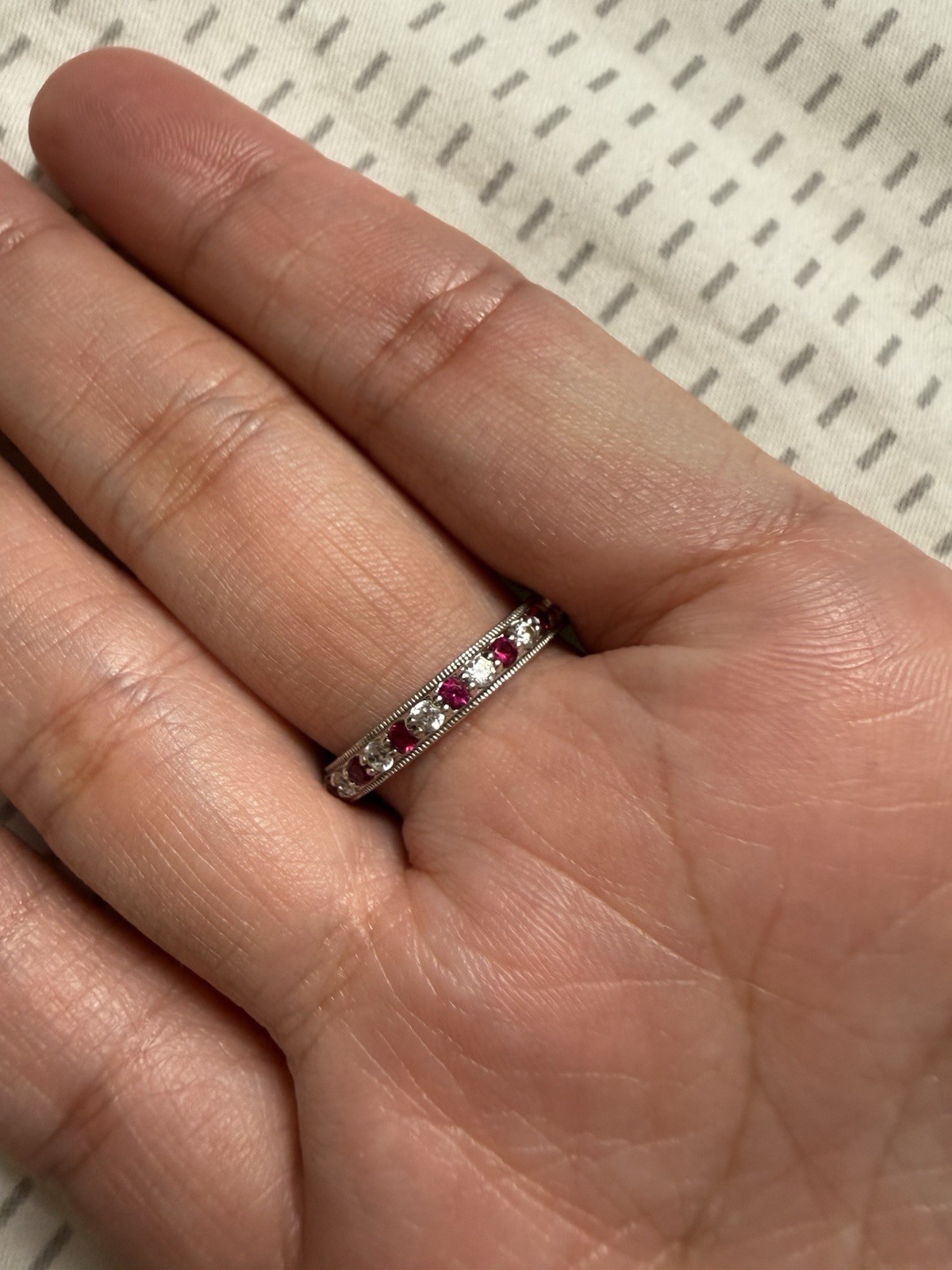 Tacori CZ 925 sybthetic ruby & cubic zirconia eternity band In very good