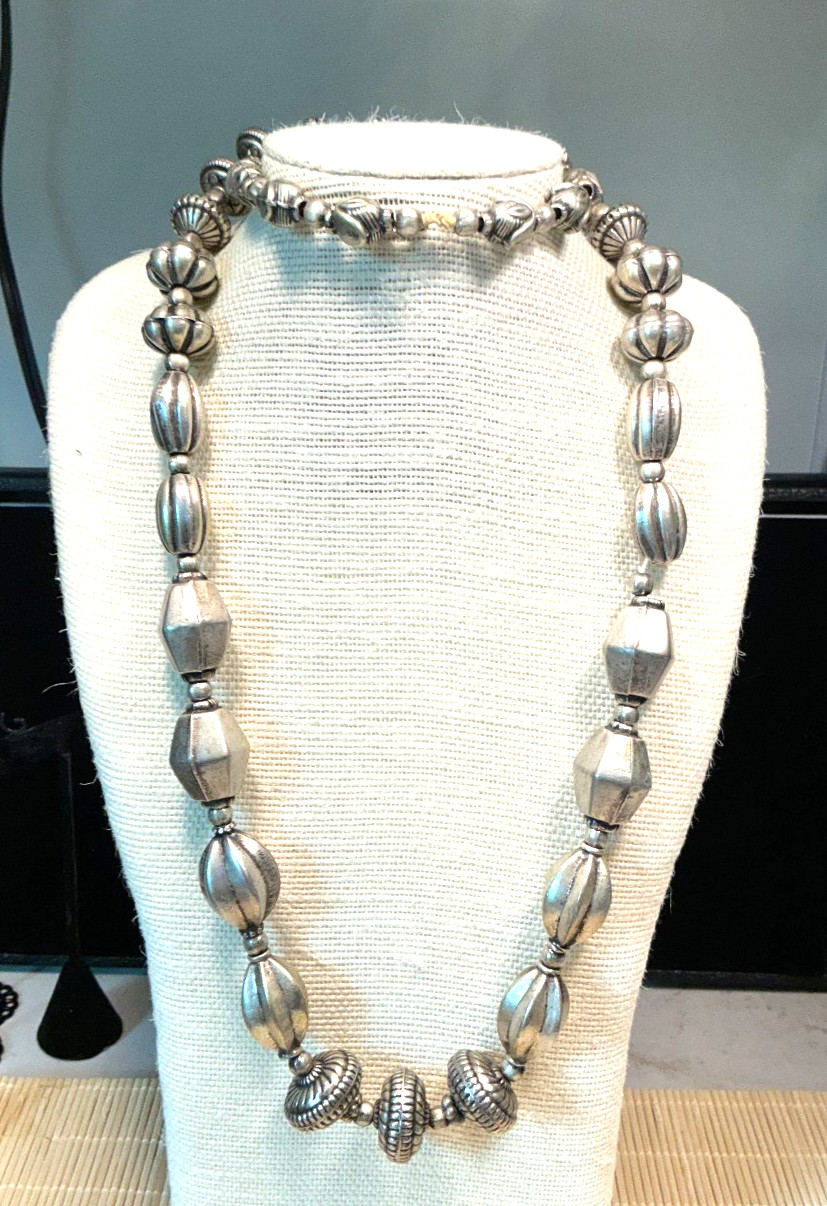Fashion Necklace Silver Tone Ethnic Look Beaded Metal Plastic Long Lot 100B