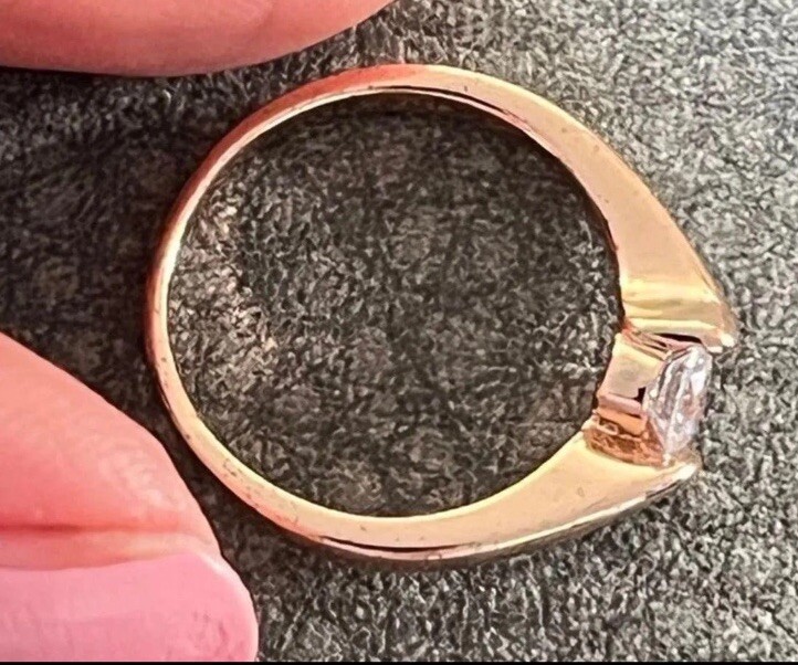 Anthropologie 18K GP Stamped Rose Gold Diamond Bypass Ring Made in Spain!