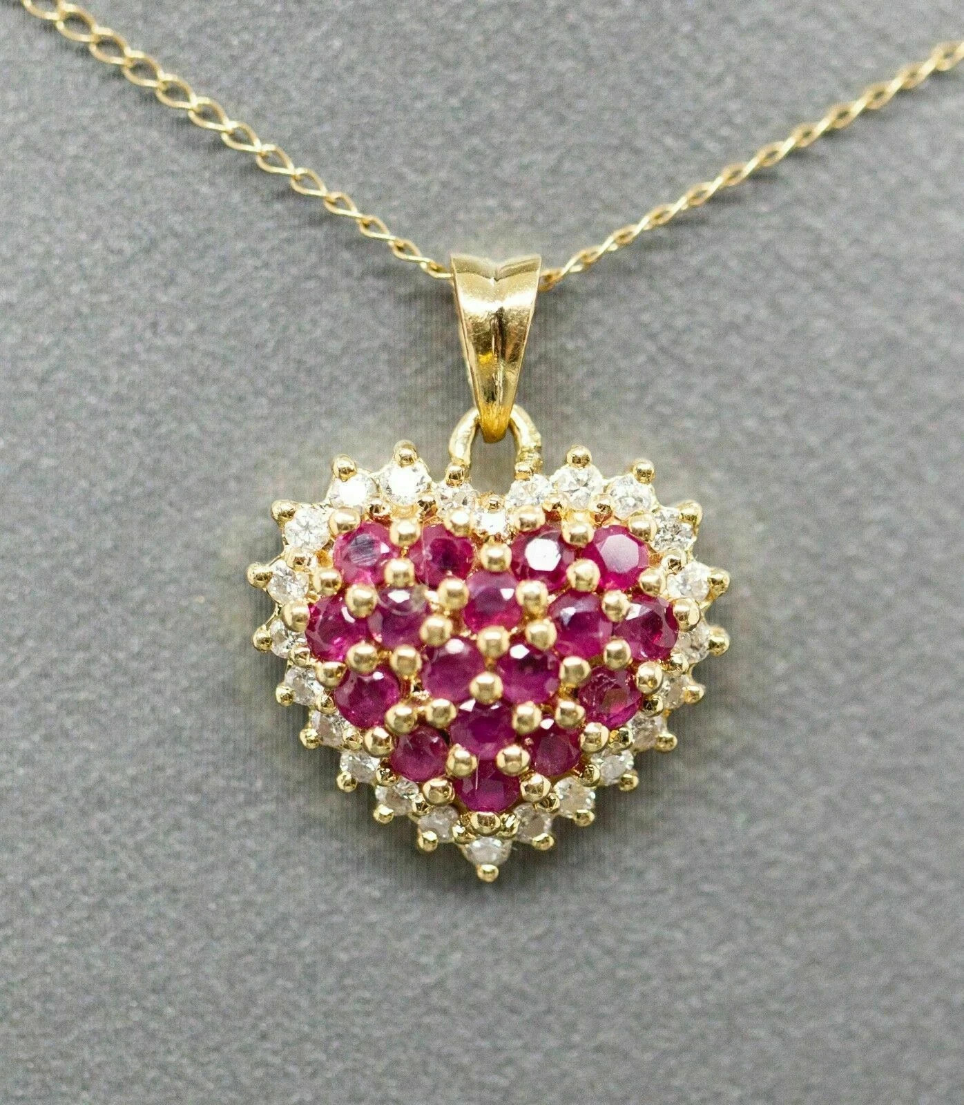 Round 1.00CT Simulated Ruby Women Heart Pendant in 14K Yellow Gold Plated