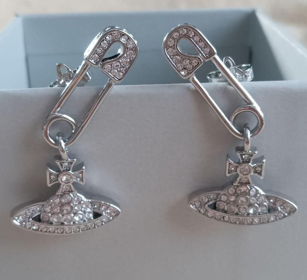 Vivienne Westwood Clip Orb Earrings Pin Silver Accessory with drawstring