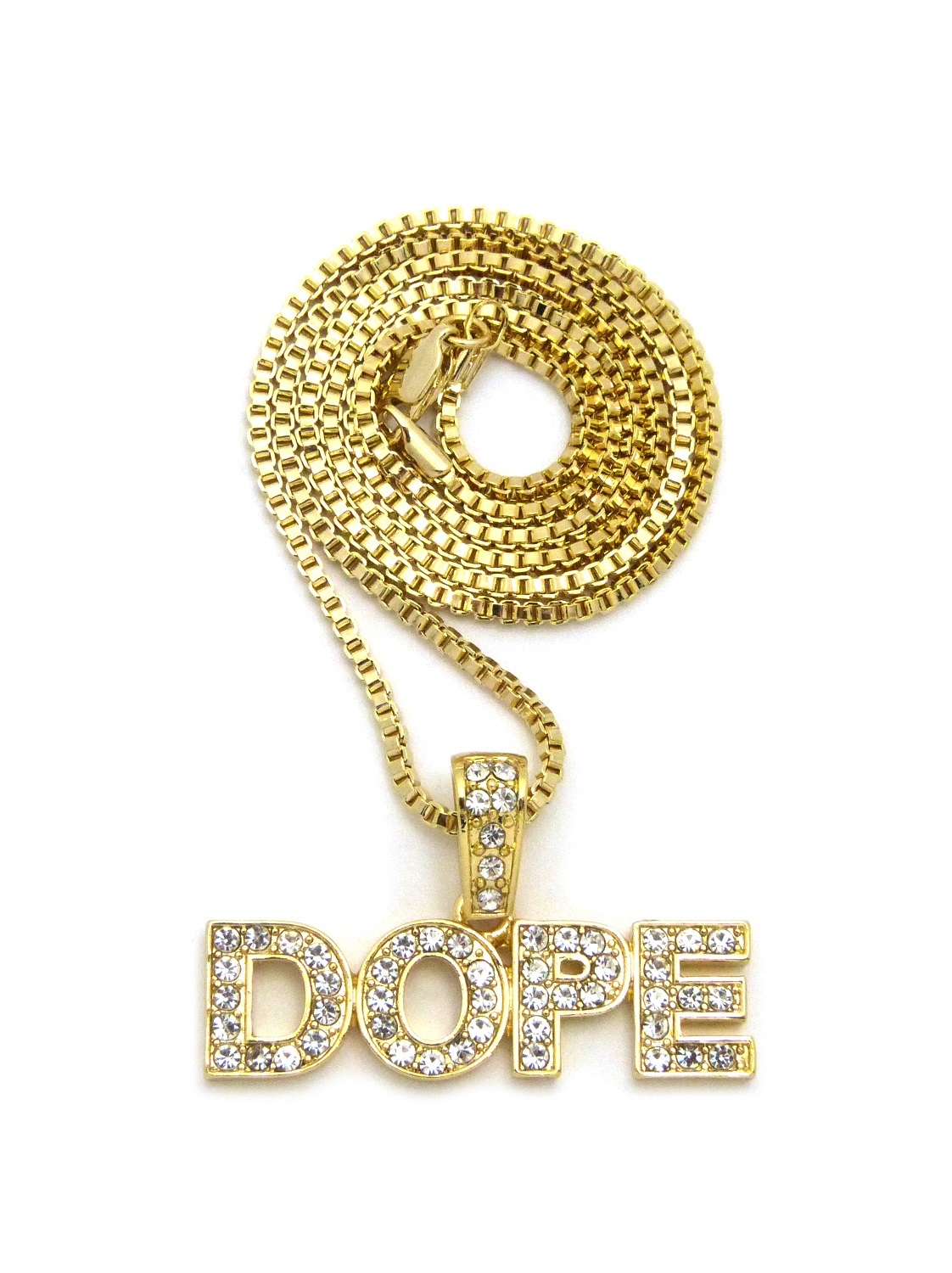 New DOPE Pendant & 24″ Box/Cuban/Rope Chain Hip Hop Necklace – XZ179G