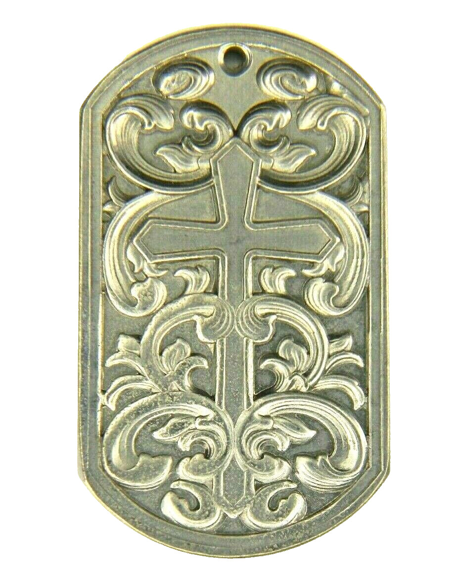 Pure titanium Two sided Jesus / Cross carved pendant Medallion Amulet No Chain