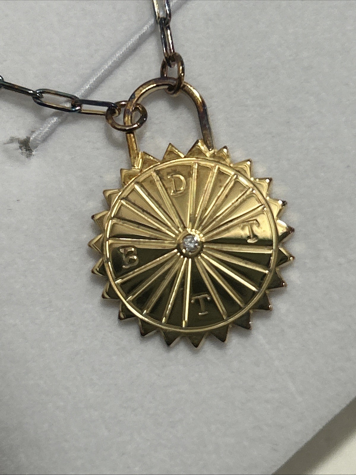 OAK AND LUNA ENGRAVED COMPASS NECKLACE ( B.D.T.T)SILVER Tarnished Selling As Is
