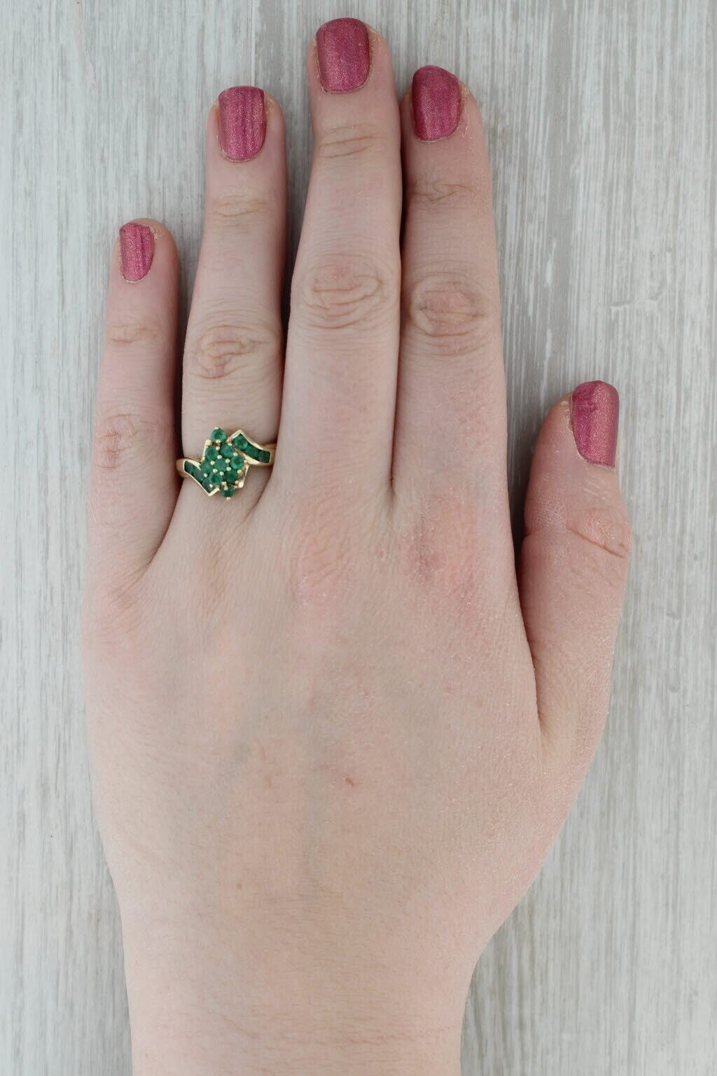 2.50Ct Round Cut Simulated Emerald Engagement Ring 14K Yellow Gold Plated
