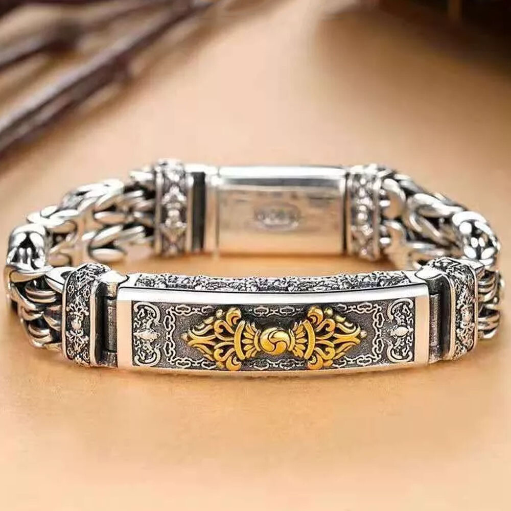 18CM S925 Sterling Silver Men’s Vintage Cross Watch Chain Bracelet Jewelry HOT