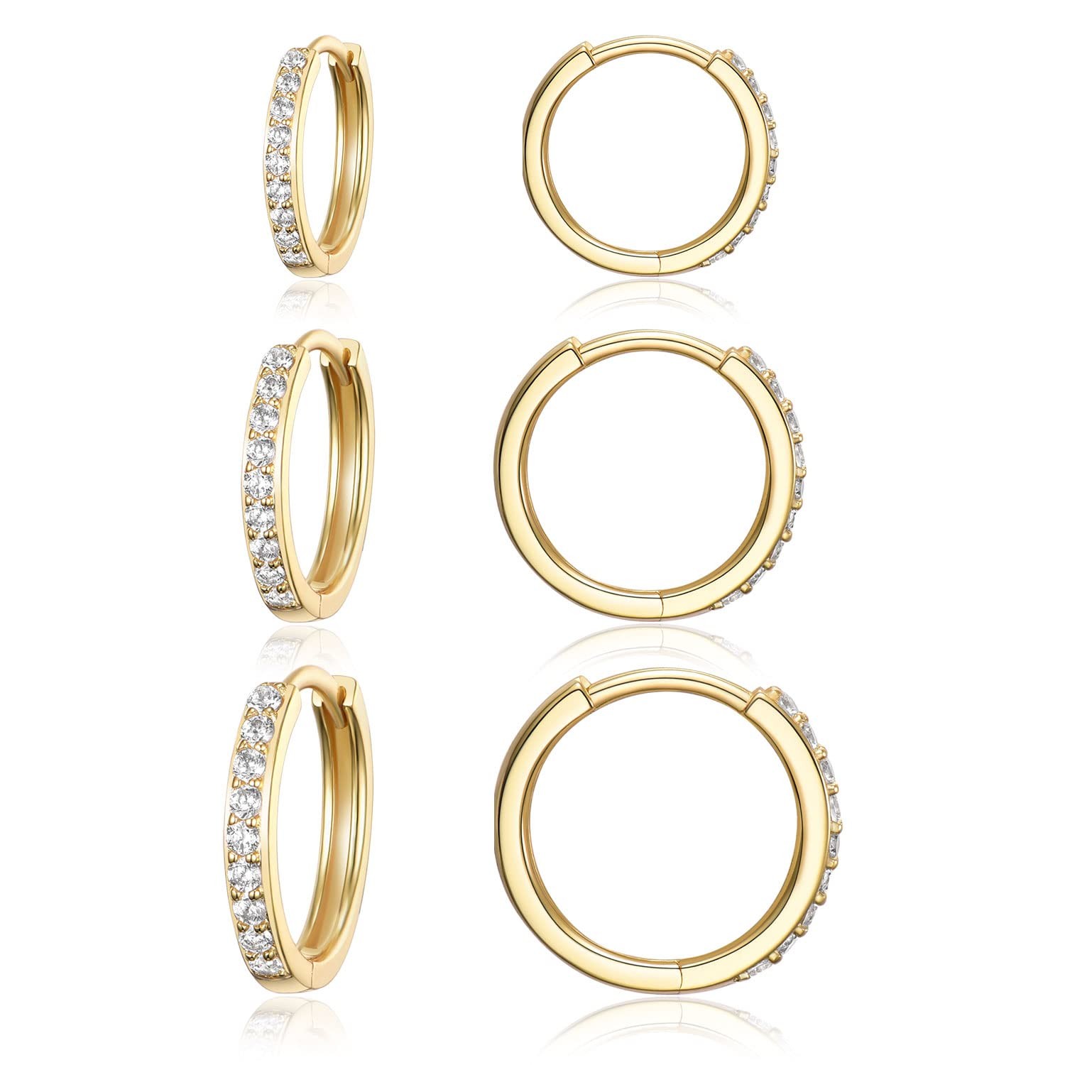 925 Sterling Silver Posts 18K Gold Plated Chunky Hoop Earrings Set for Women …