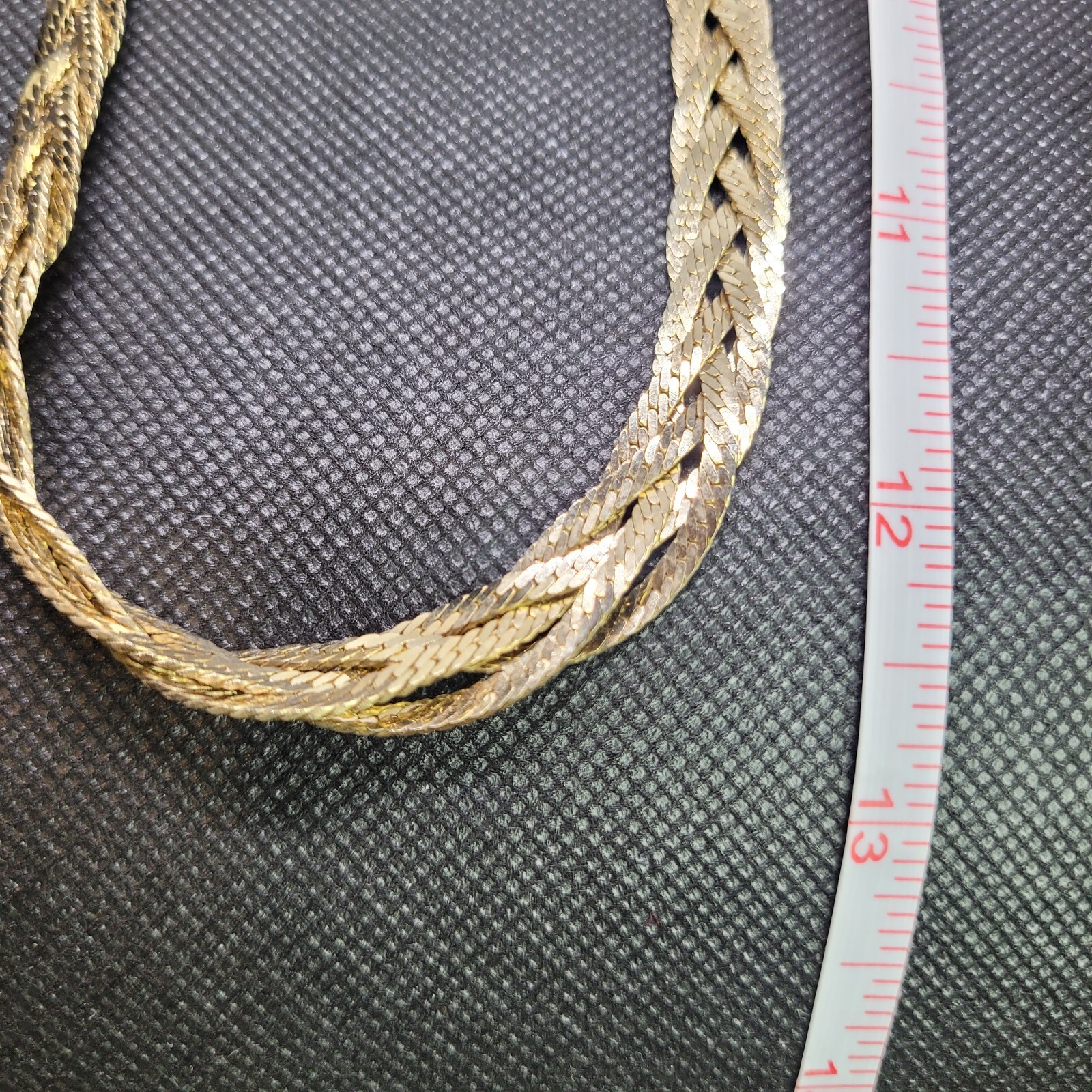 Vintage Gold Tone Twisted Herringbone Chain Necklace Faux READ
