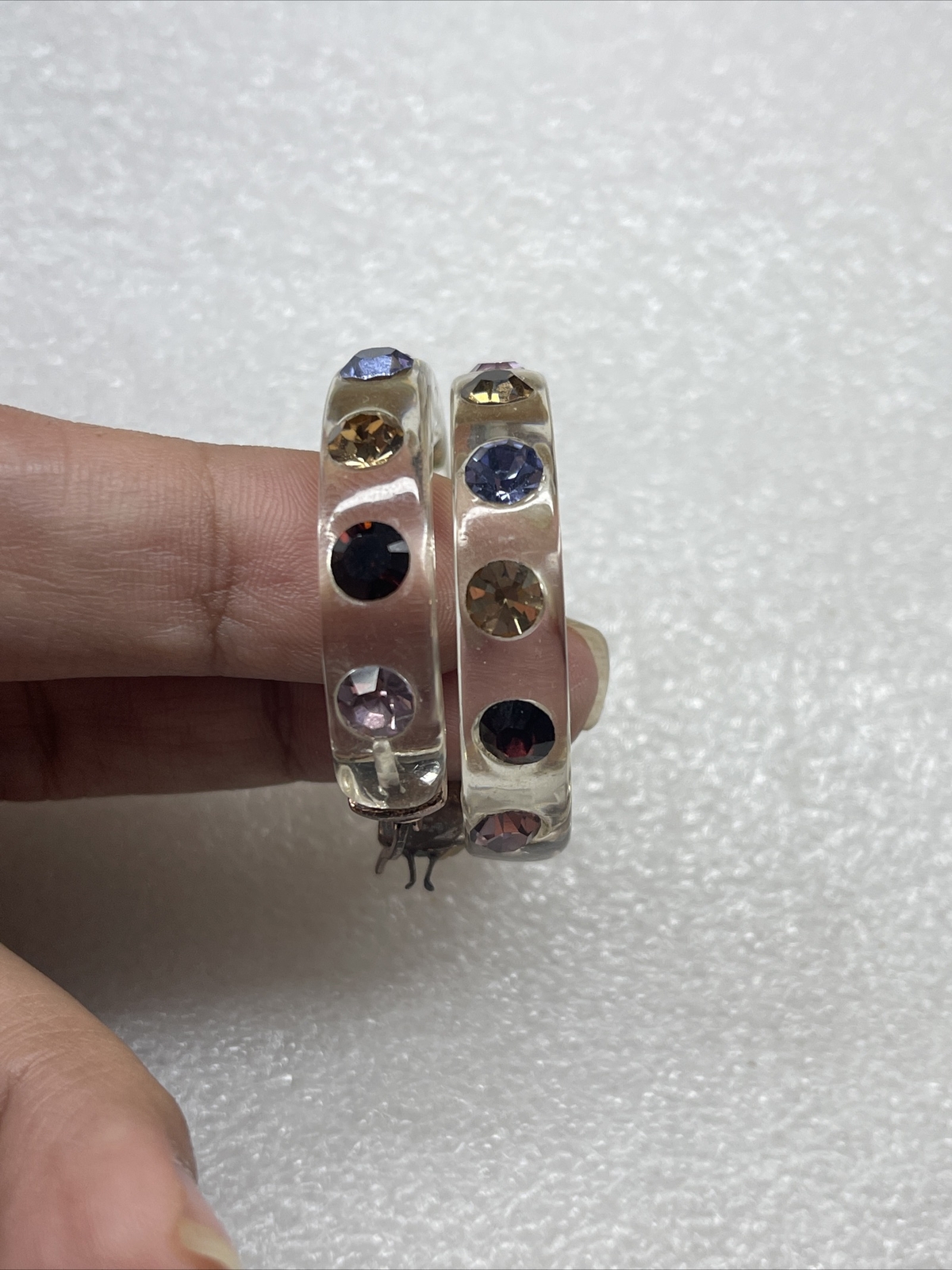 Betsey Johnson Lucite Rhinetone Vintage Hoop Earrings Rare
