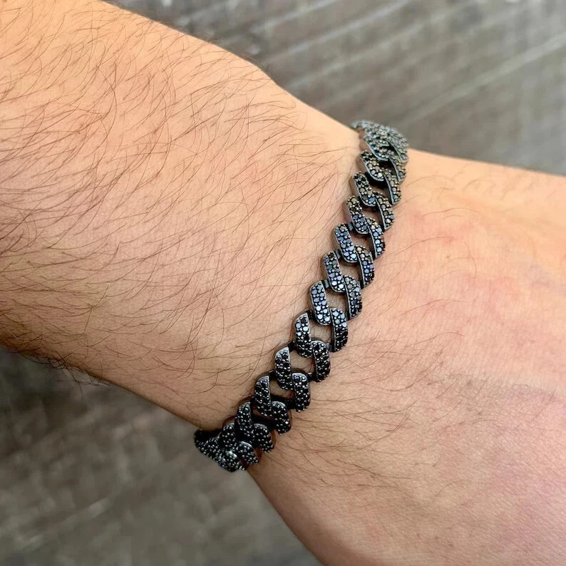 8 Ct Round Cut Simulated Black Diamond Tennis Bracelet 14k Black Gold Plated
