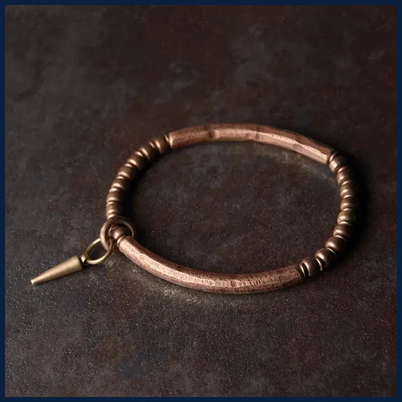 Viking Hammered Pure Copper Bracelet Oxidized Unisex Cuff Bangle
