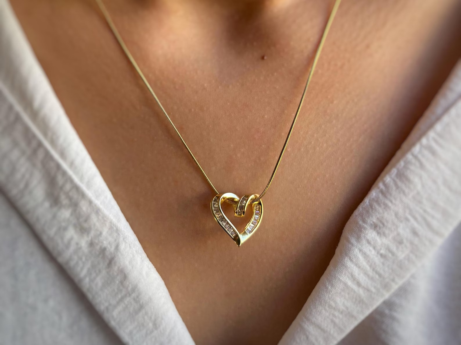 1Ct Round Cut Simulated Diamond Valentine-Gift Heart Pendant14K Yellow Gold Over