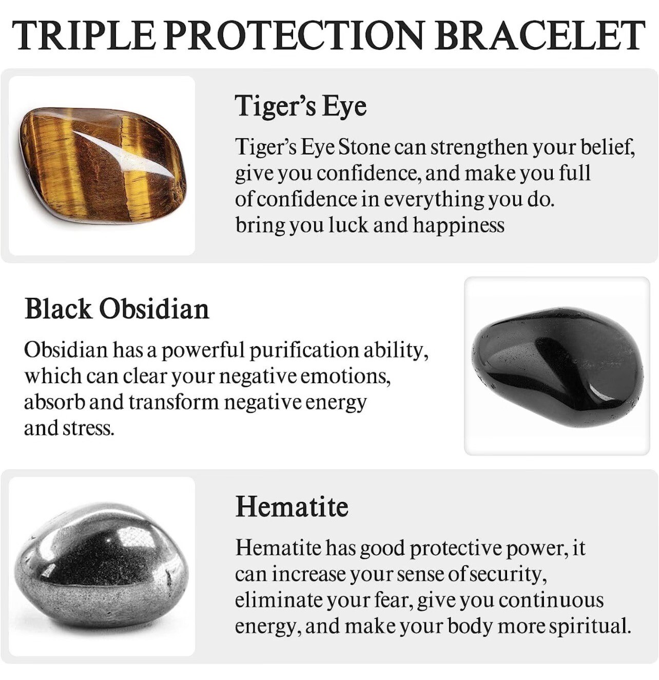 Adjustable, Obsidian, Hematite, And Tiger’s Eye Beaded Bracelet