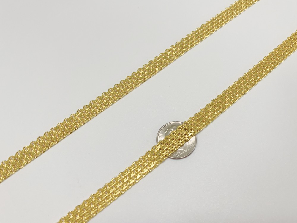 Solid 18K Yellow Gold Vintage Multi Layer Wide Necklace Chain 8mm 22in men/women