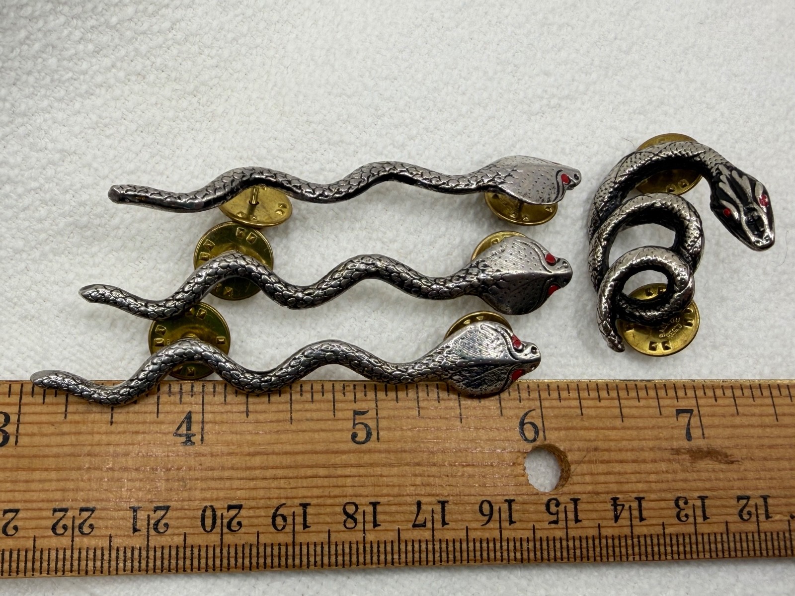 Vintage Snake Lapel Hat Pin Lot of 4 For Reptile Viper Lovers Cobra Silvertone