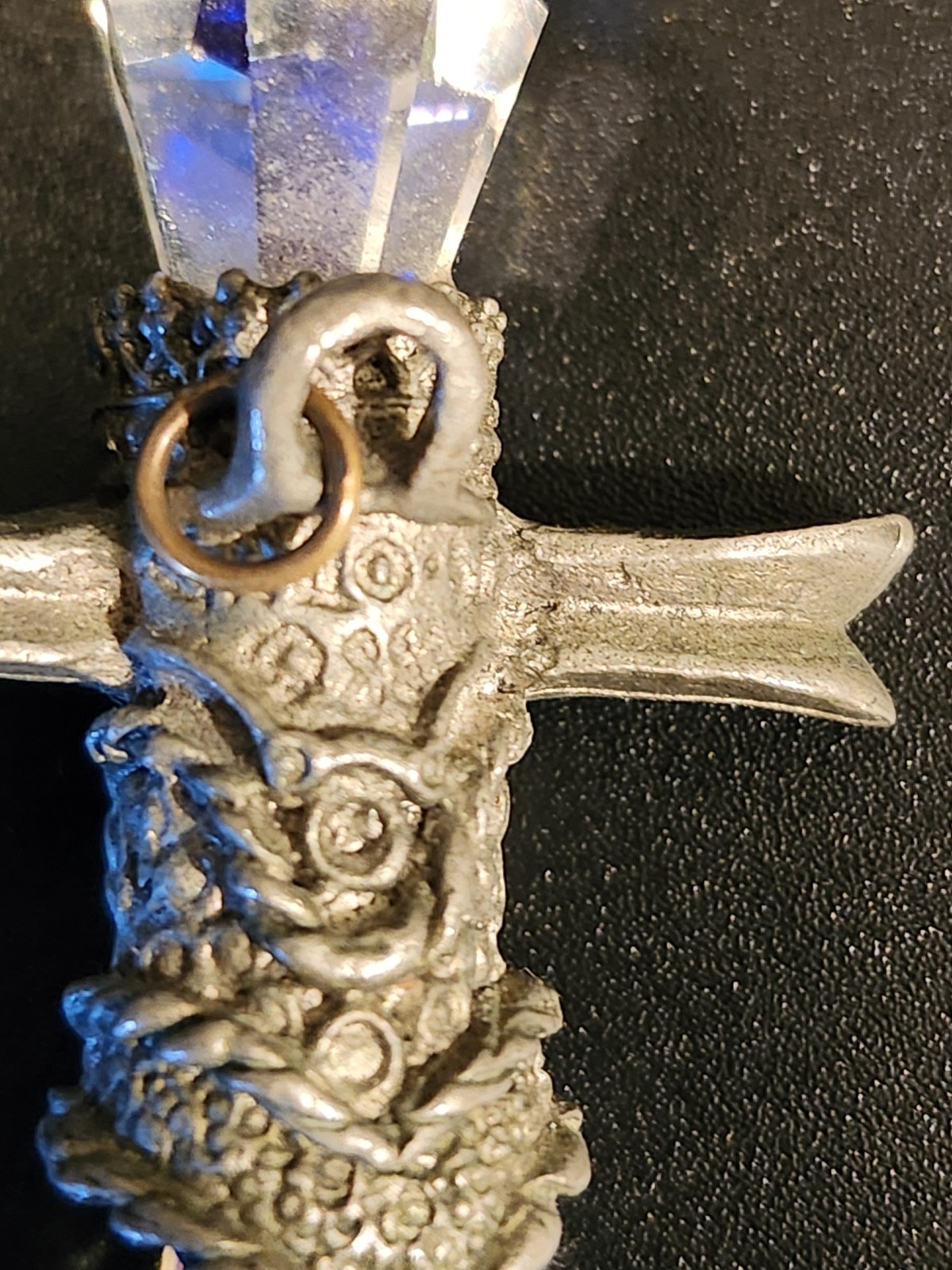 Vintage 1988 Gallo Pewter Wizard Dagger Crystal Prism Pendant Necklace