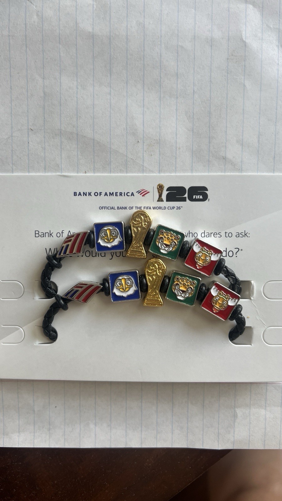 FIFA World Cup 26 Bank of America Braided Cord Charm Bracelet Multicolor