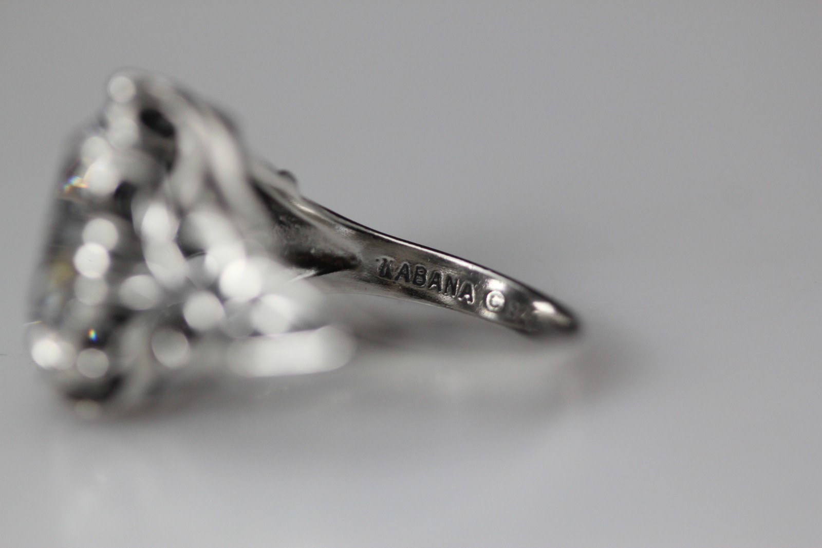 925 Sterling Silver KABANA Cubic Zirconia Size 8 Ring 7.3 Grams (RIN9660)