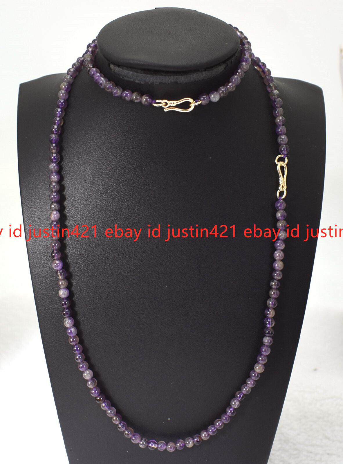 Fashion 4mm Amethyst Round Mini Gemstone Necklace 14-36″ Bracelet 7.5″ 14K Clasp