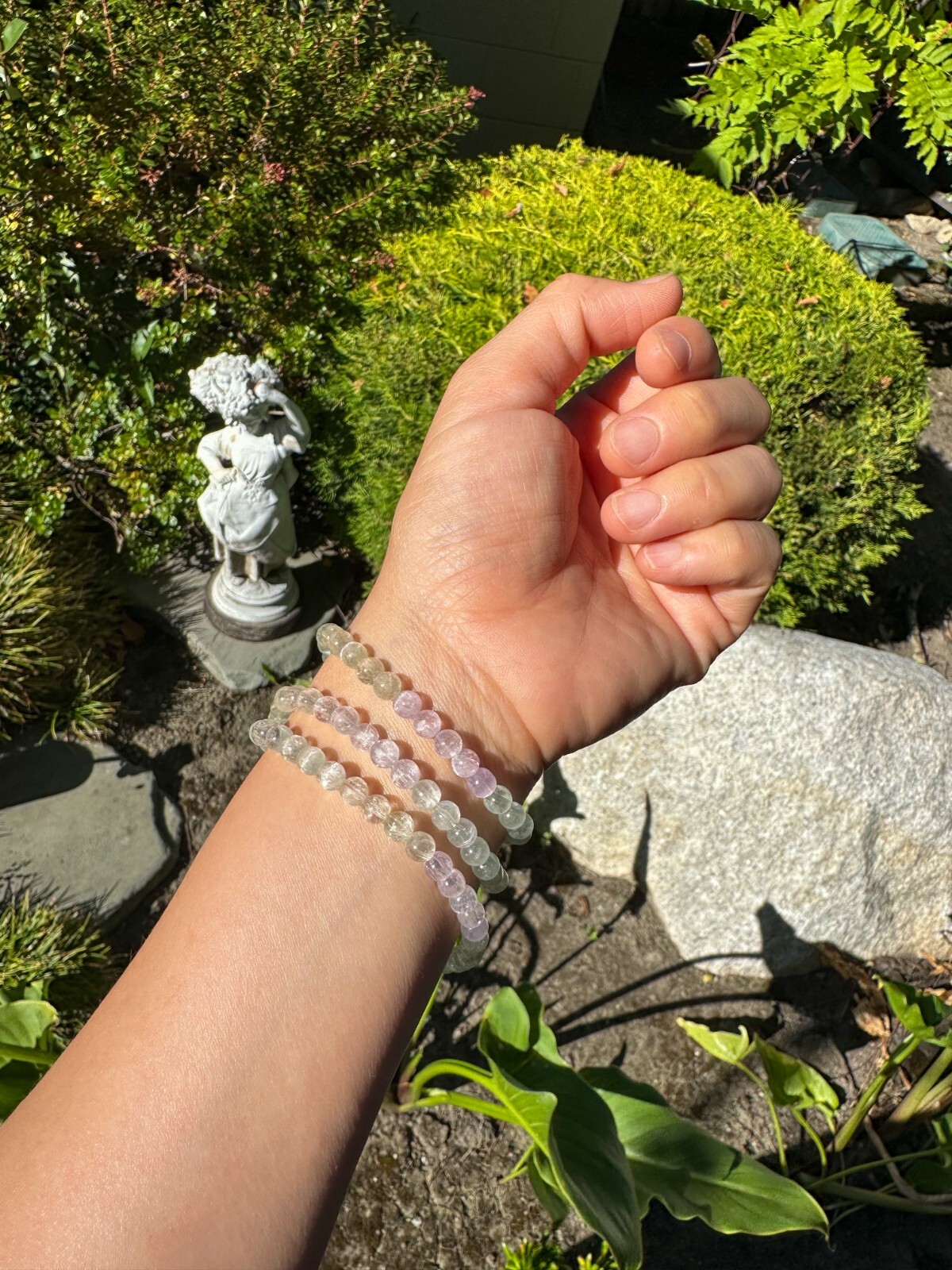 5.5mm High-Grade Colorful Kunzite Beaded Necklace, Strong Cat Eye Effect