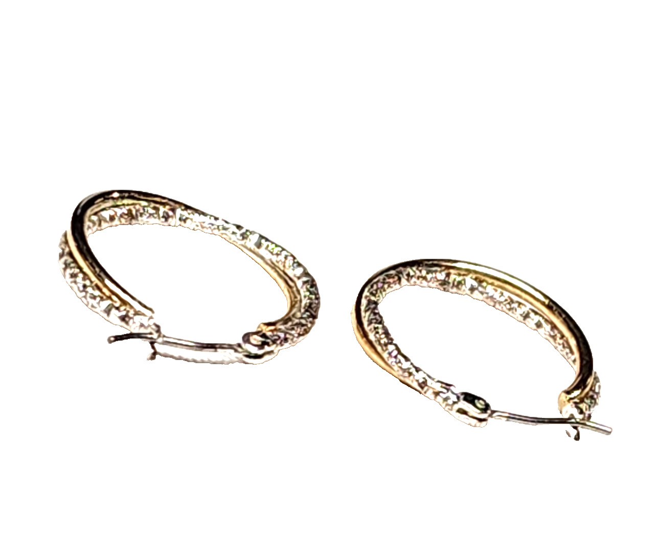 Gold & Textured Silver Tones Double Hoop Fashion Costume Retro 7/8″ English Lock