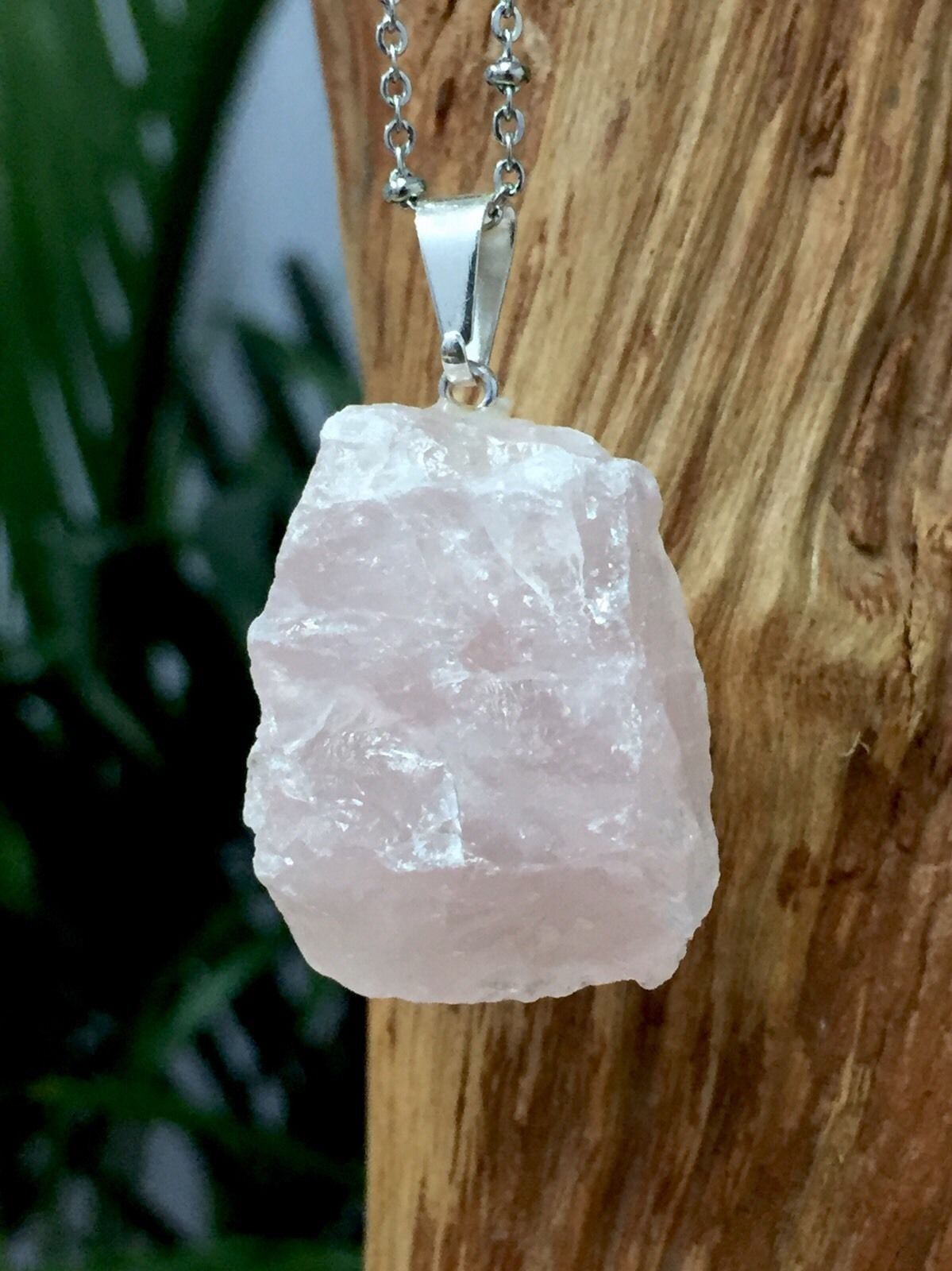 CHARGED Rose Quartz Natural Crystal Chakra Pendant Necklace Pink Gemstone Reiki