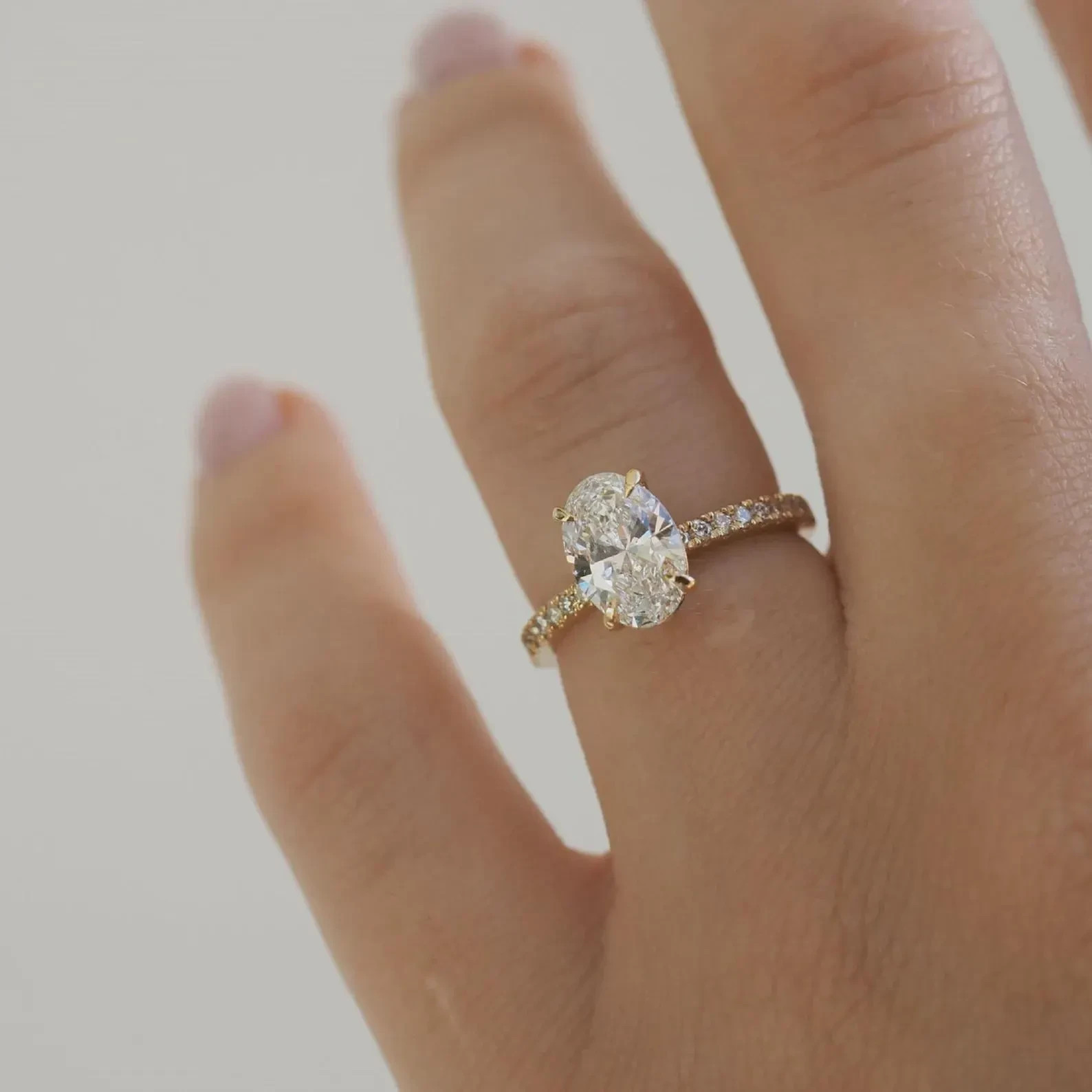 2.25CT Elongated Oval Cut Moissanite Engagement Ring, Half Eternity Band Gift