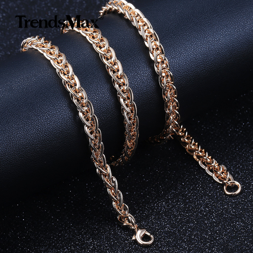 585 Rose Gold Twisted Weave/Herringbone/White Pearl Bead Chain Necklace 20/24″