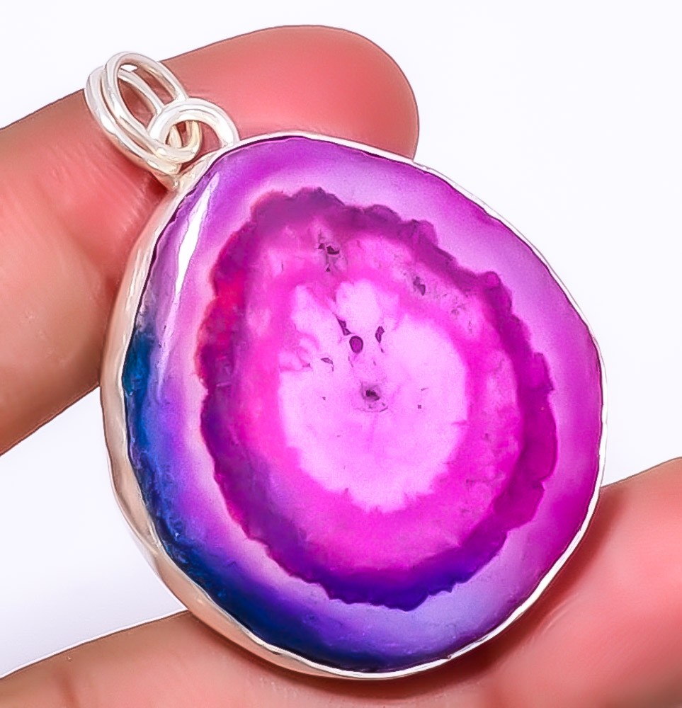 Purple Solar Quartz Eye Gemstone 925 Sterling Silver Jewelry Pendant 1.76″ A323