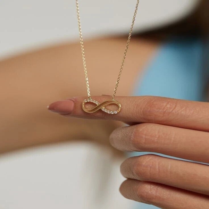 2 Ct Round Cut Simulated Diamond Infinity Shape Pendant 14k Yellow Gold Plated