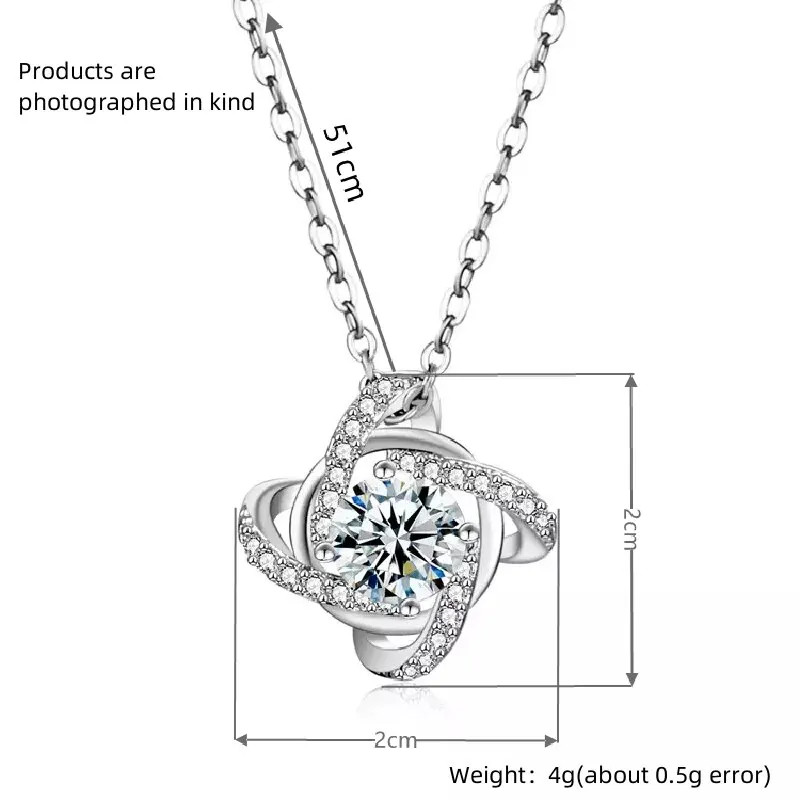 1Pcs Steel Color-Color Necklace Ladies Cold Wind Four Leaf Clover with Diamonds