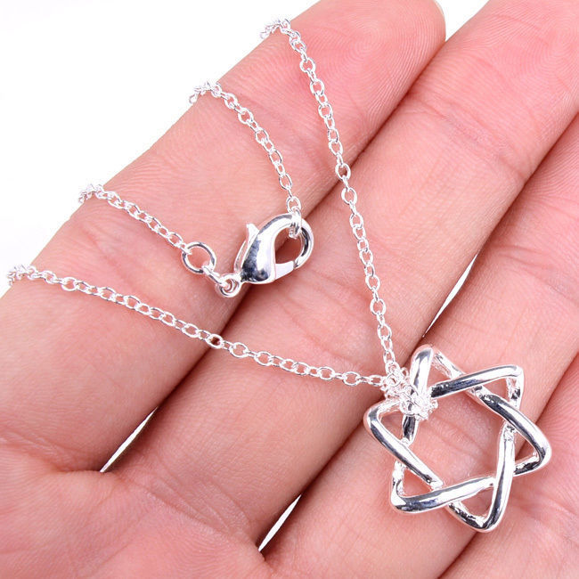 925 Sterling Silver 20mm/0.8″ Lucky Star of David Pendant + Necklace Chain