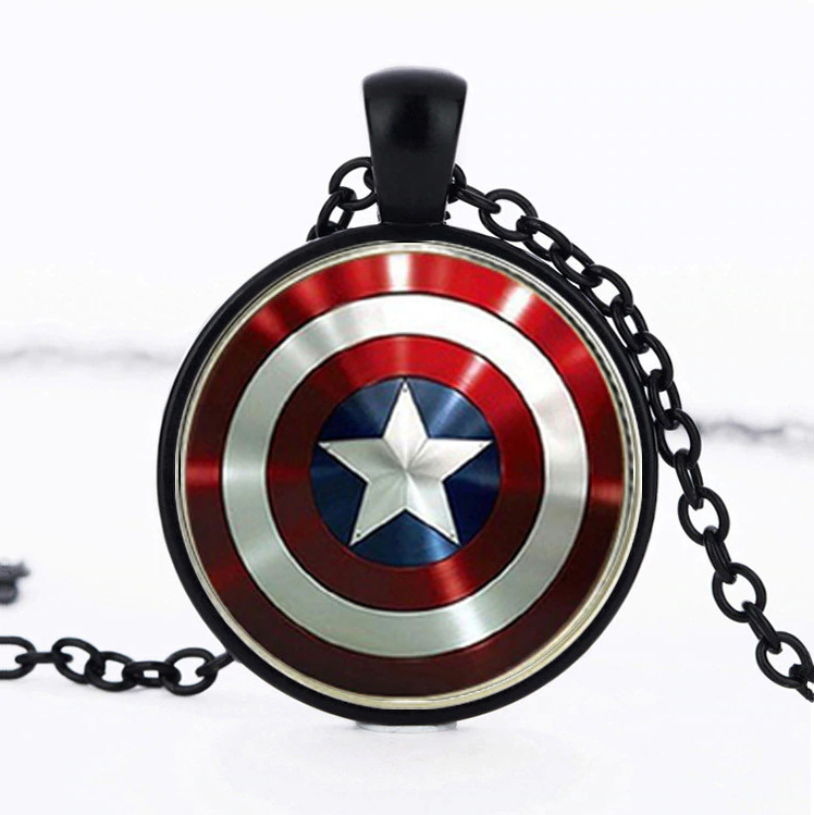 Captain America Vibranium Shield Marvel Superhero Pendant Necklace – Black