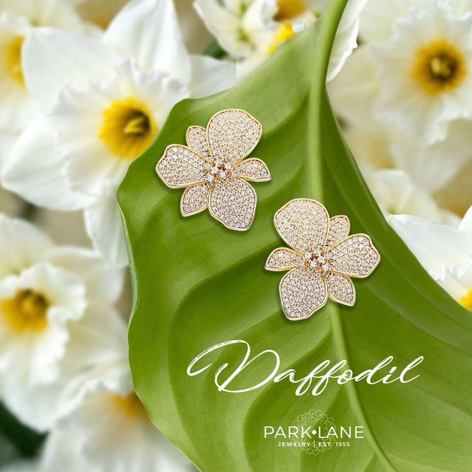 Park Lane DAFFODIL Pave’ CZ Flower Post Earrings