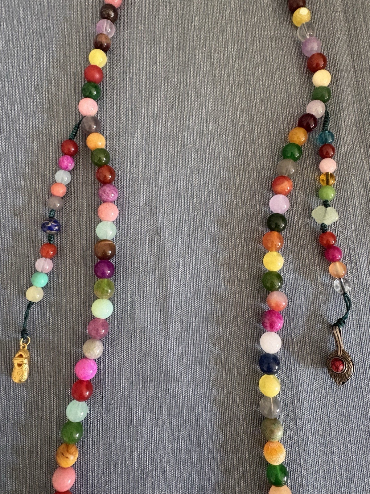 Boho Long Beaded Necklace Multicolor Stone Style Tassel Pendant Statement