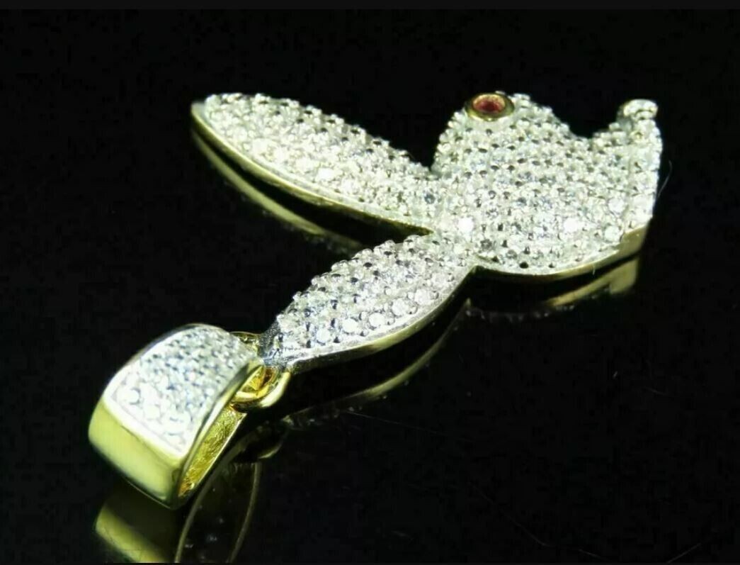 Round Cut Simulated Diamond Stunning Playboy Pendant In 14k Yellow Gold Plated