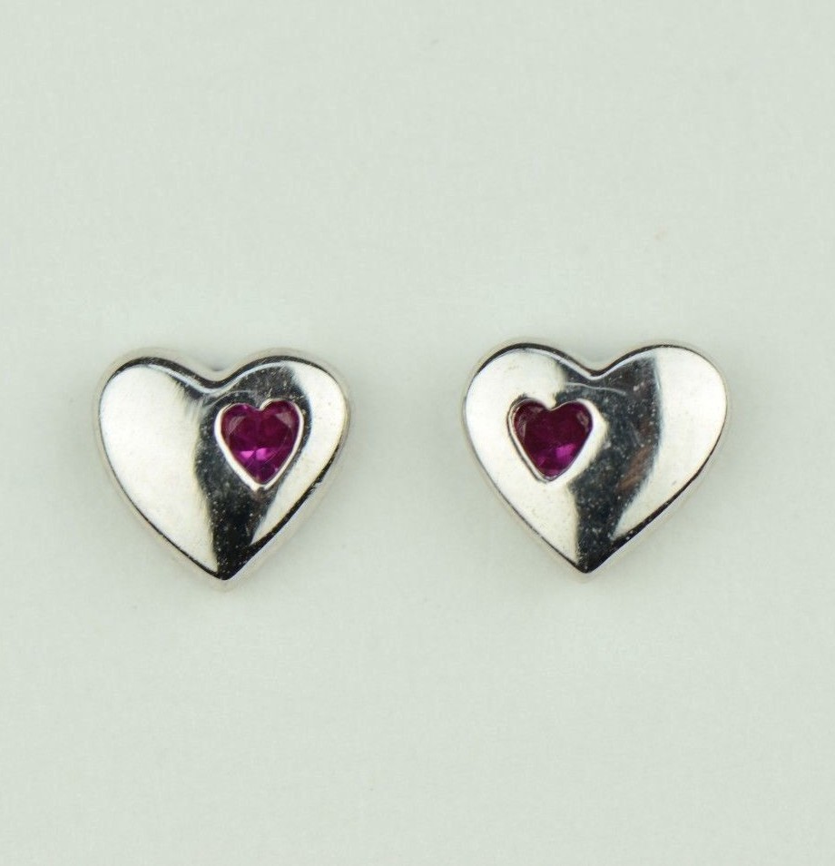 14K White or Yellow Gold Heart Shape CZ Stud Earrings