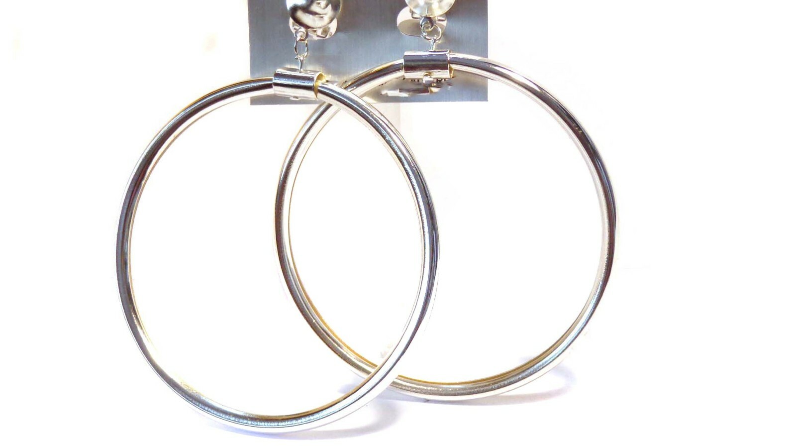 CLIP-ON EARRINGS HOOP EARRINGS THICK HOOPS GOLD OR SILVER TONE 3 INCH HOOPS