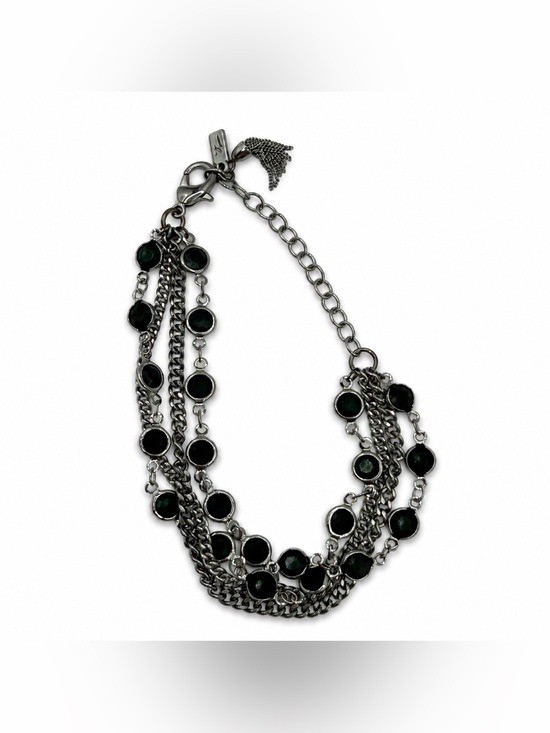 Simply Vera Vera Wang Multi Strand Chain Bracelet Black Green Crystal Goth