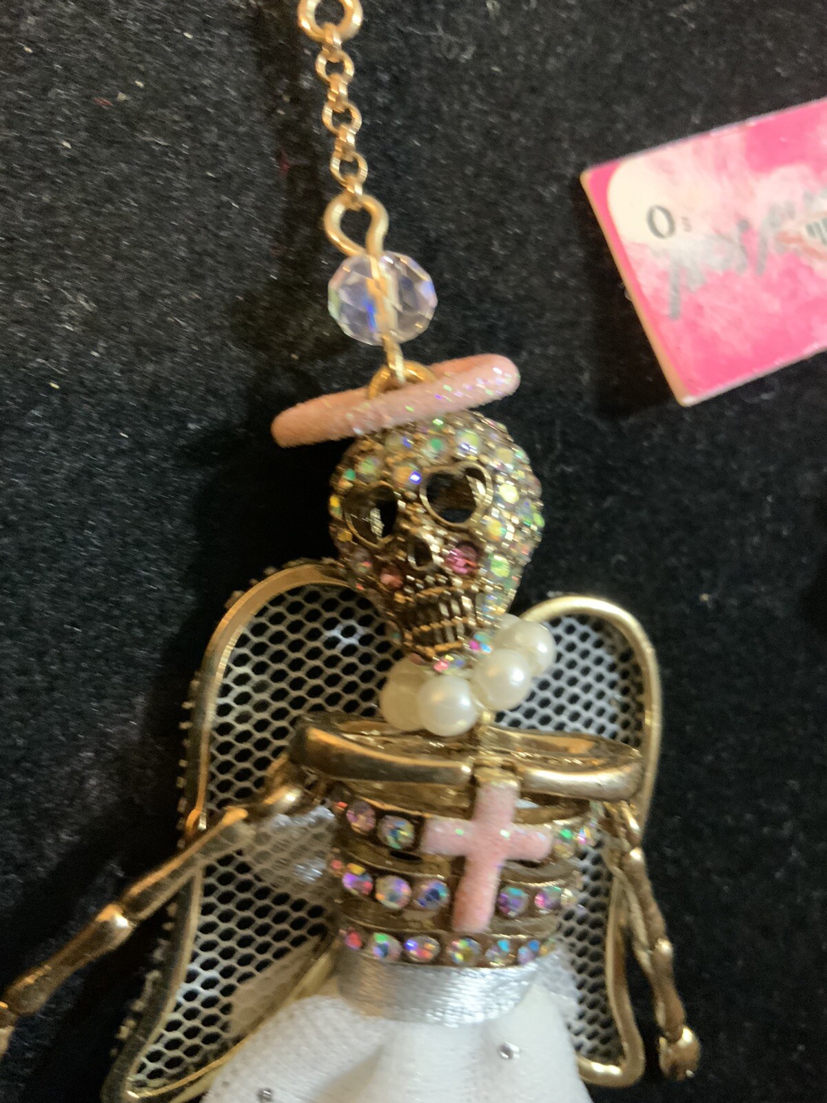 Betsey Johnson White Angel with Dangling Devil Necklace Extremely Rare – 1