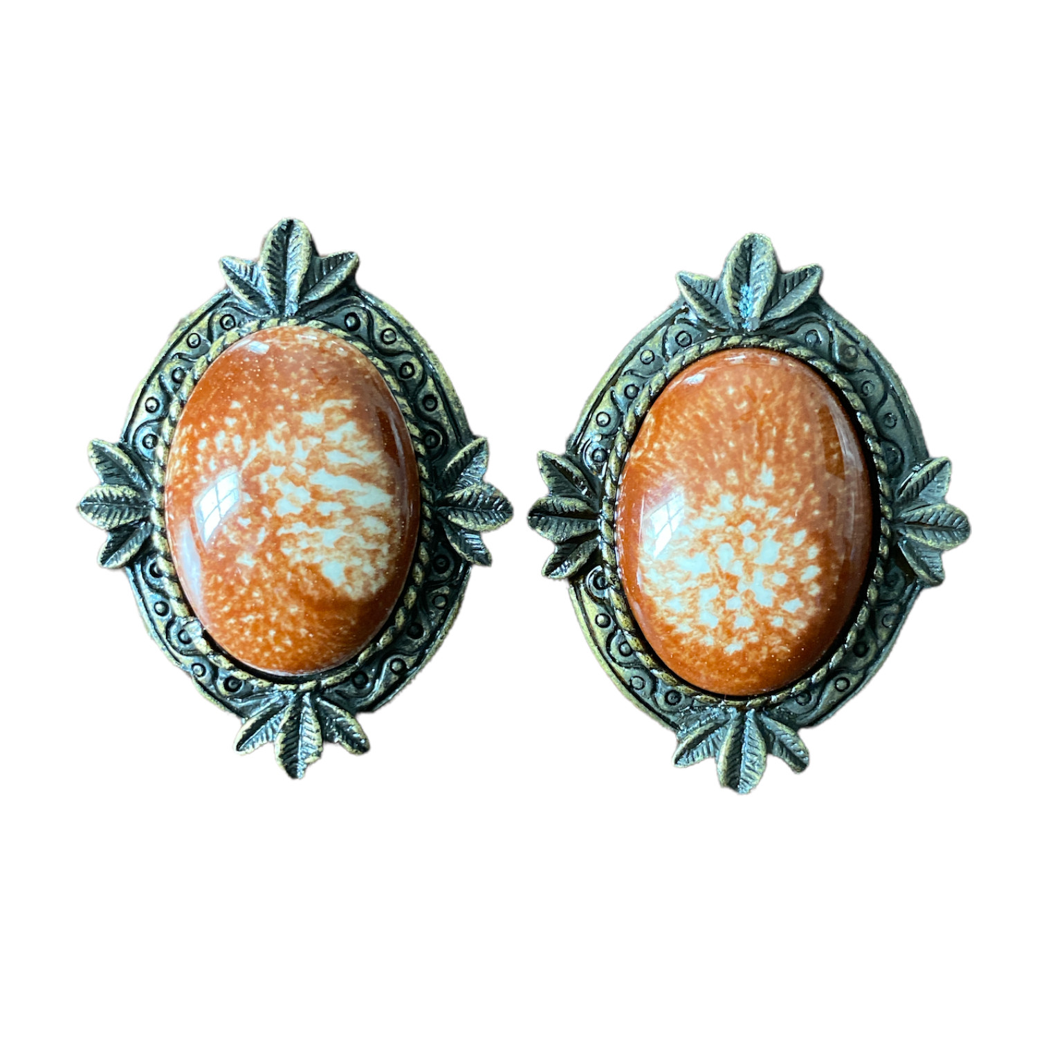 Victorian Earrings Antique Style Fashion Jewelry Amber Orange Stud Pendants NEW