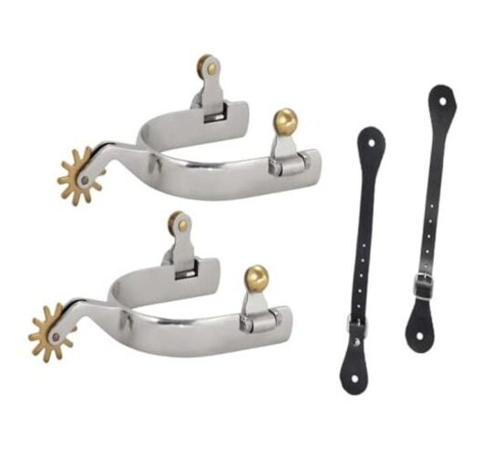 Western Spurs | Stainless Steel Spurs with Copper Rowel & Rotating Gear | 6