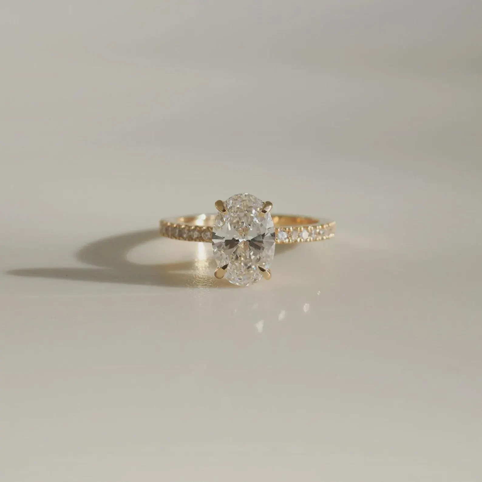 2.25CT Elongated Oval Cut Moissanite Engagement Ring, Half Eternity Band Gift