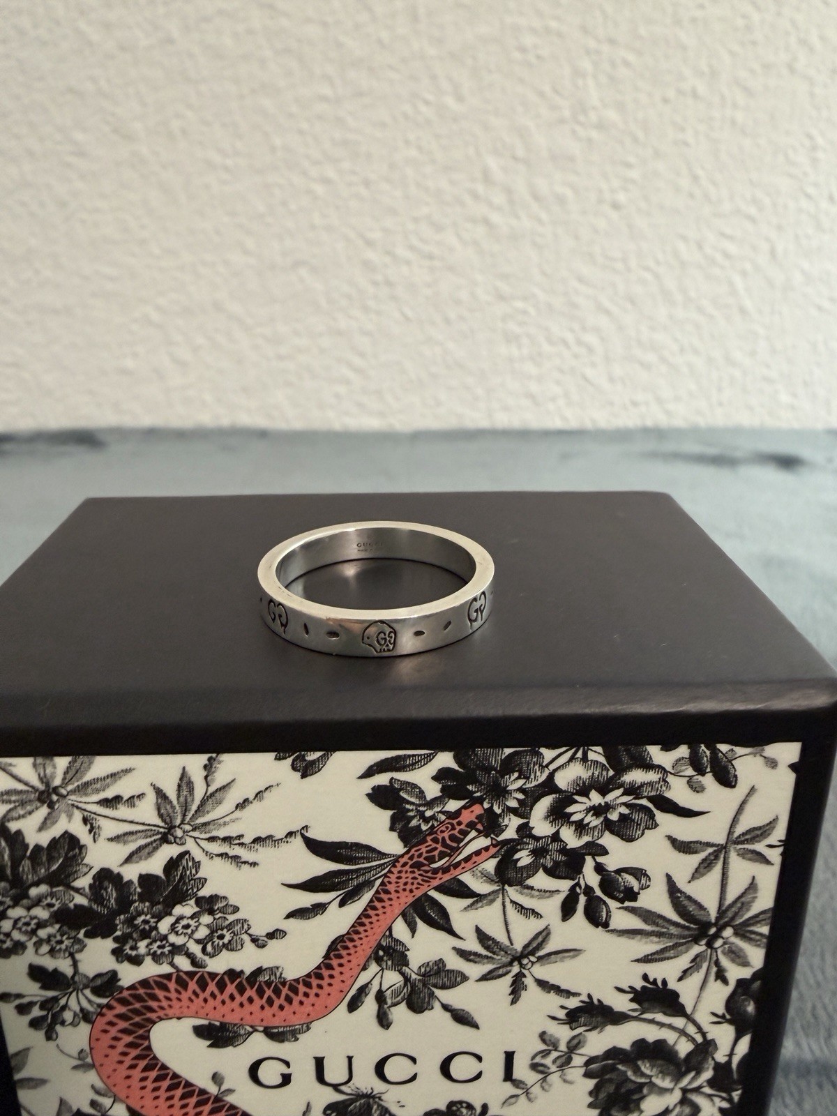Brand New Gucci Ghost Sterling Silver 925 Costume Ring Size 19 (US 8.75)