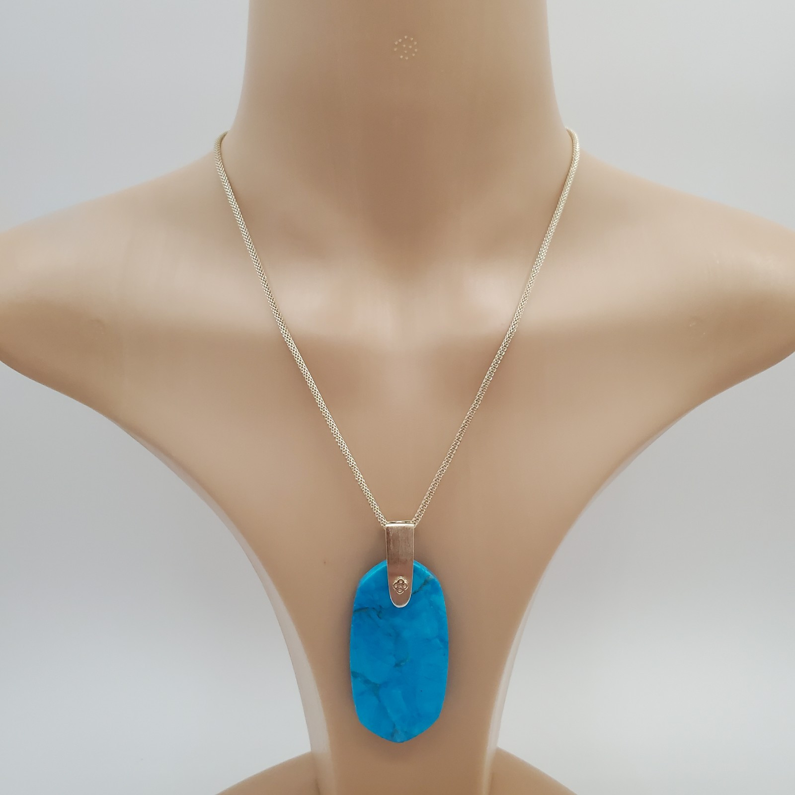 Kendra Scott Necklace 30in Gold Plate Aqua Howlite Inez Pendant Back Chip READ