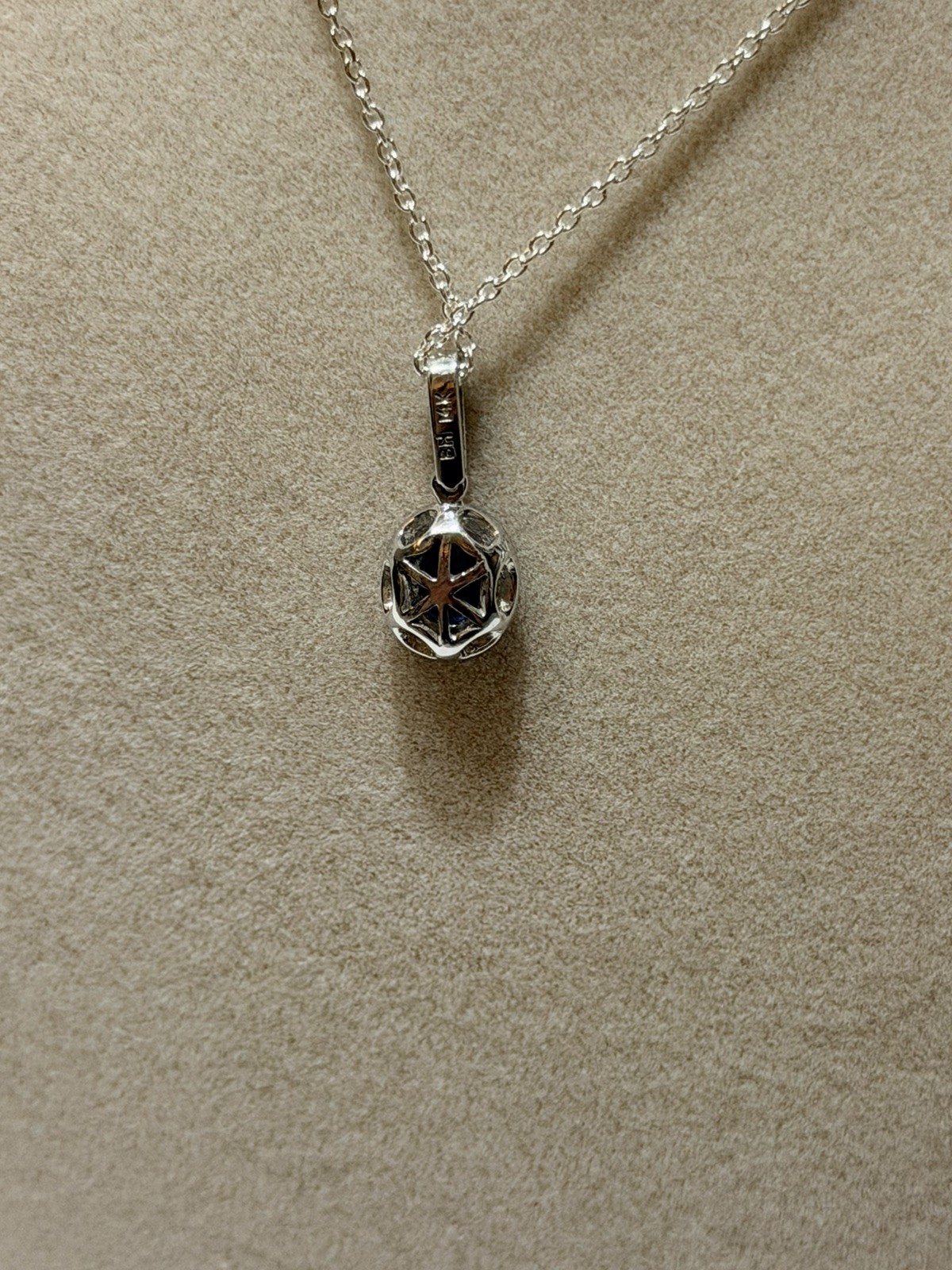 Tanzanite Effy Estate 14k White Gold Diamond Halo Stamped BH Oval Cut Pendant