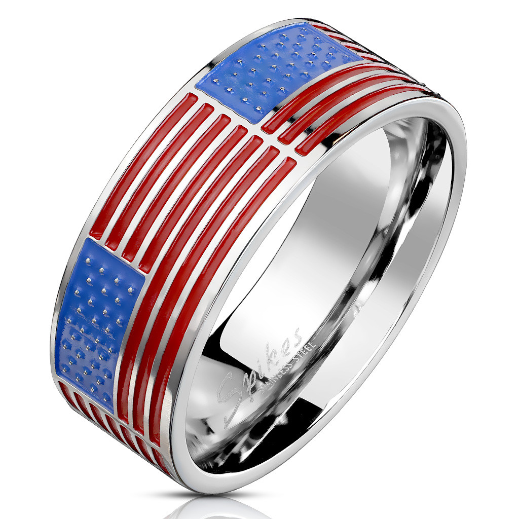 American Flag 316L Stainless Steel Ring United States Star Spangled Banner