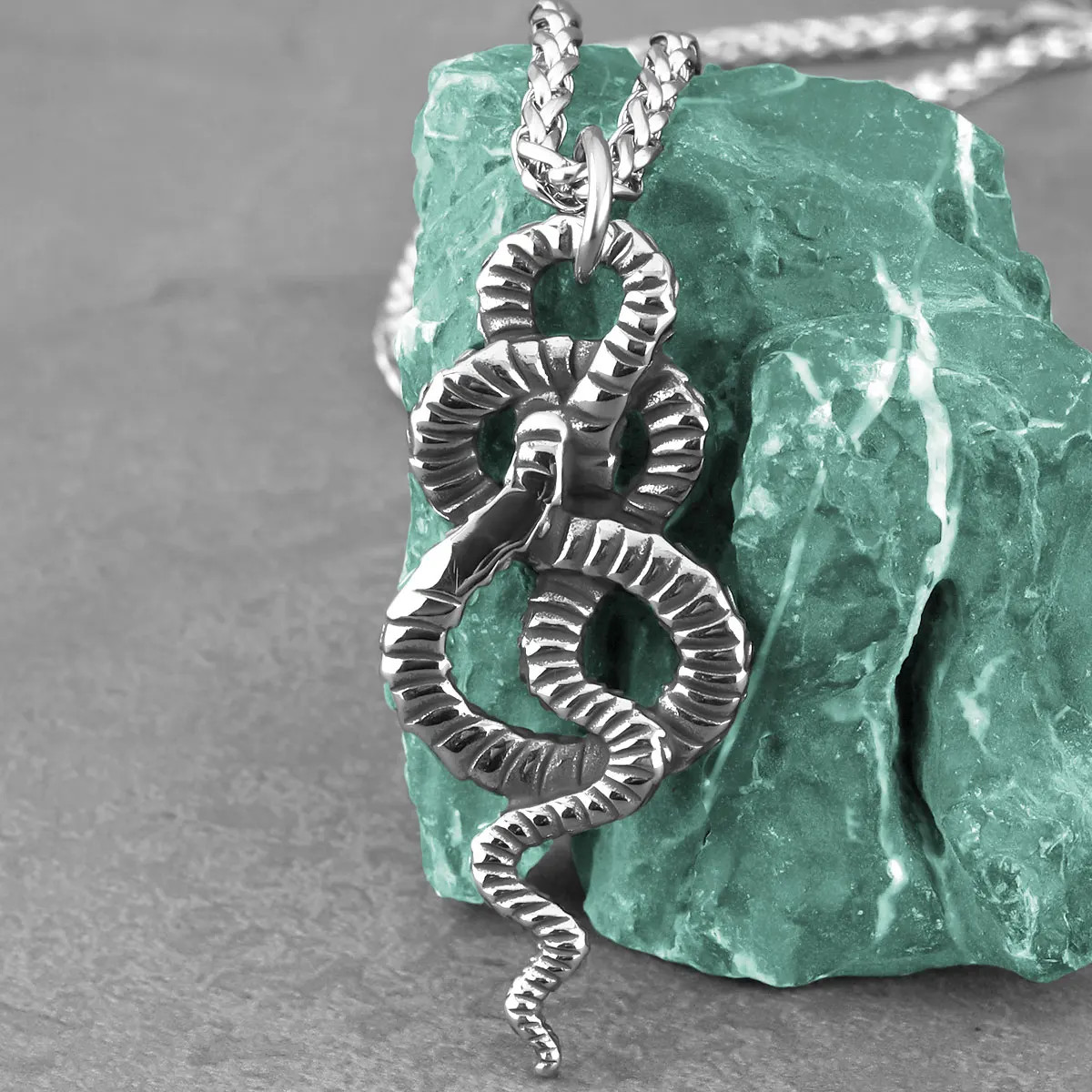 Stainless Steel Animal Snake Pendant Men Women Gothic Punk Hip Hop Handmade