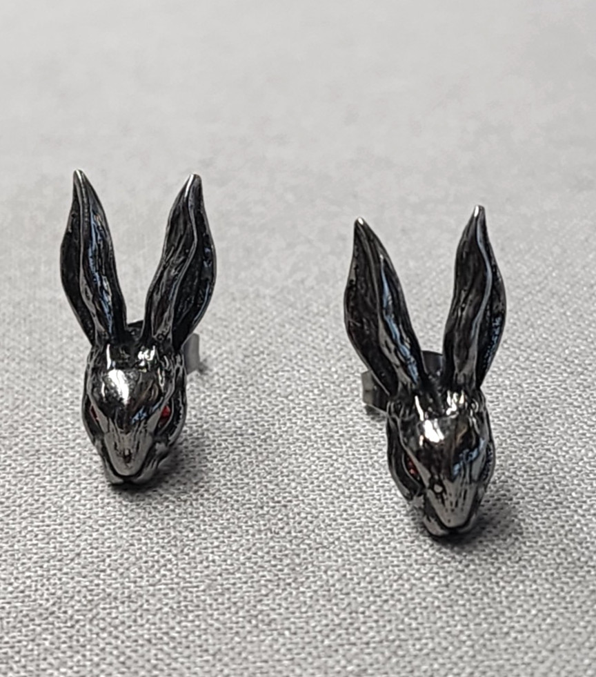 Gothic Orb Jewelry Rabbit Stud Earrings 19mm