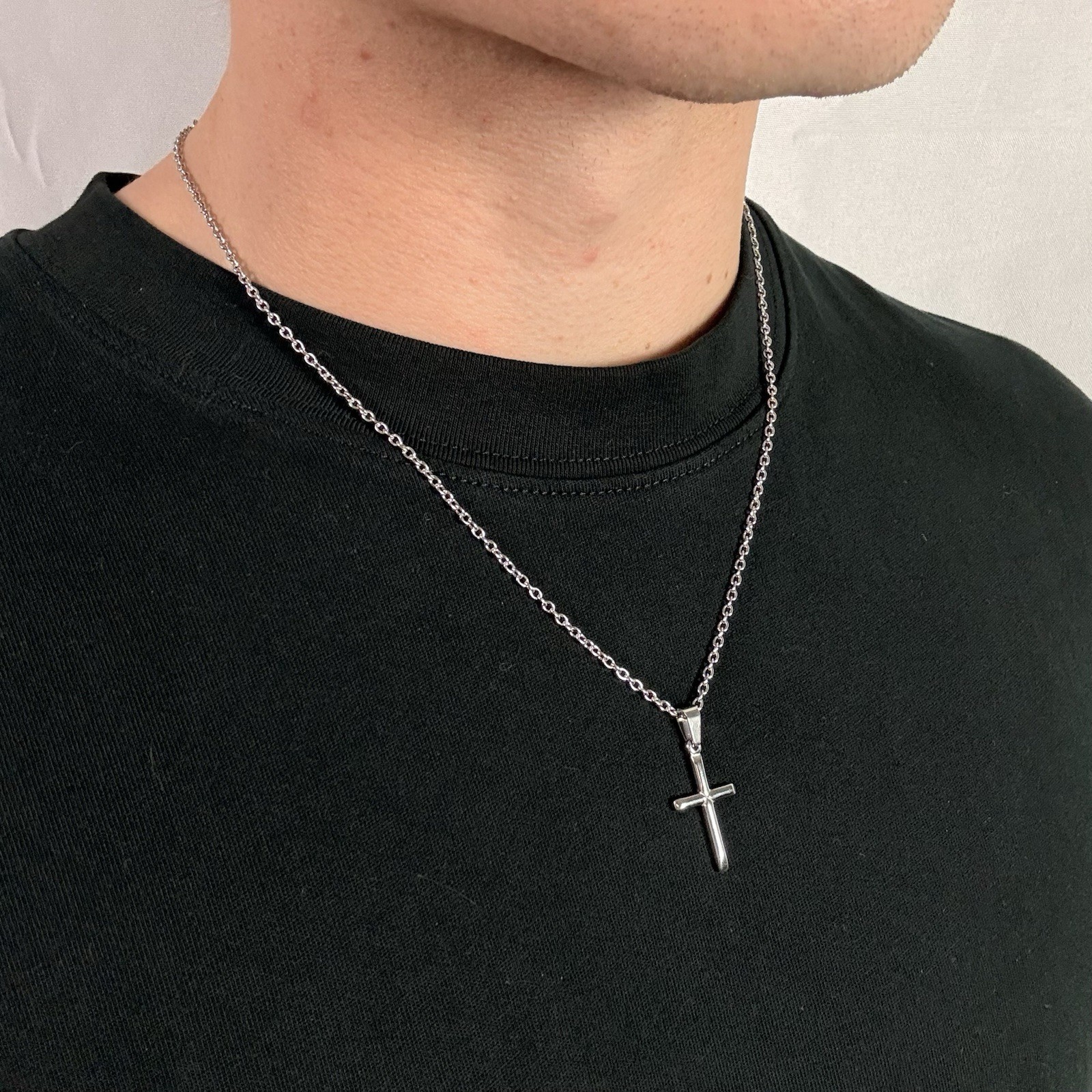Premium 316L Surgical Stainless Steel Cable Chain 2mm 20” + Cross Pendant